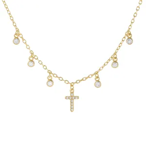 CZ Bezel Cross Necklace