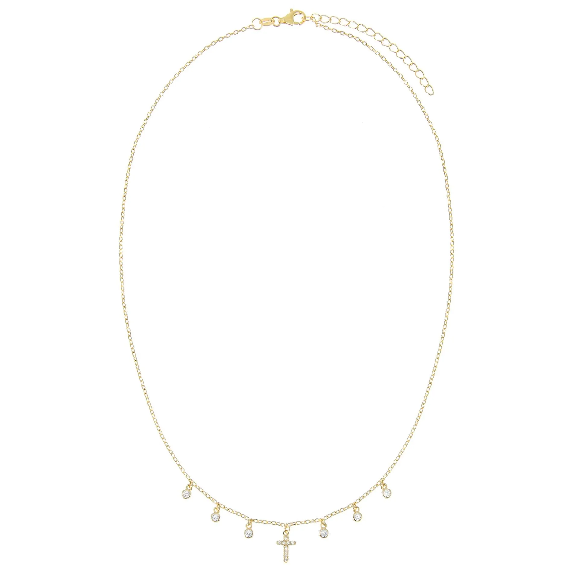 CZ Bezel Cross Necklace