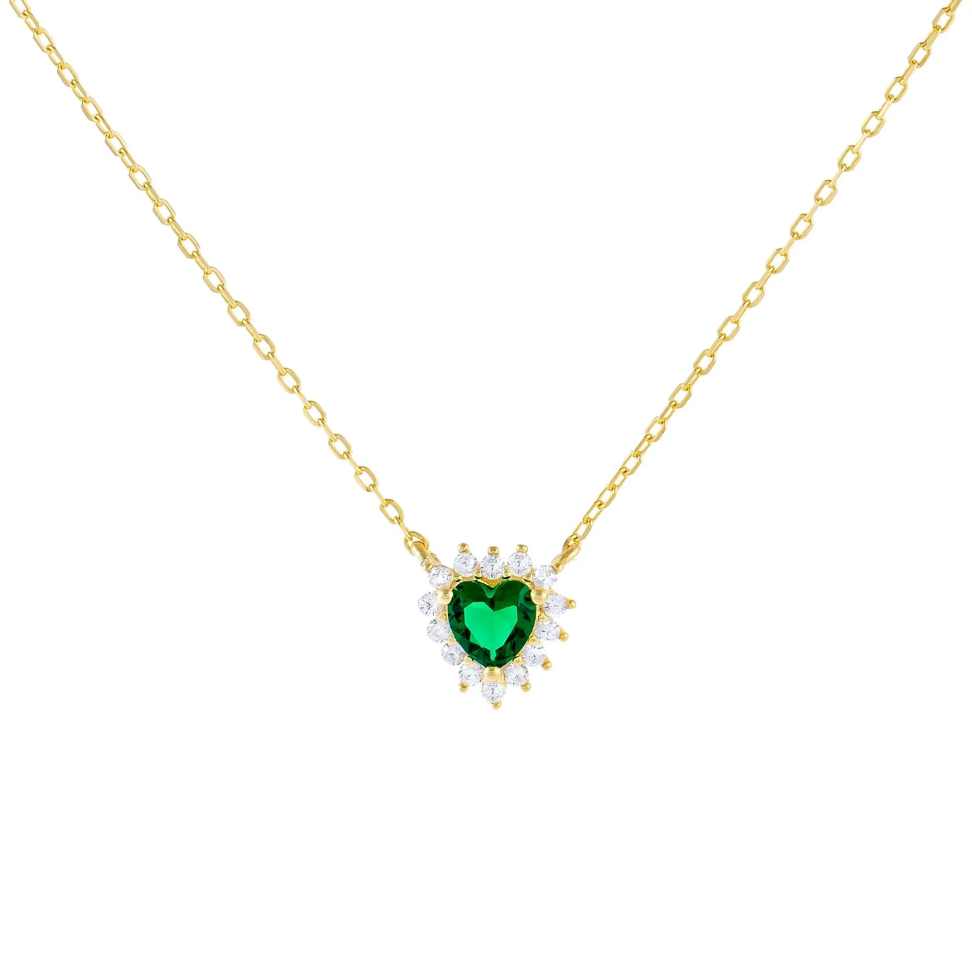 CZ Emerald Heart Necklace