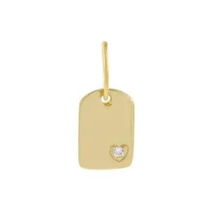 CZ Mini Heart Dog Tag Charm