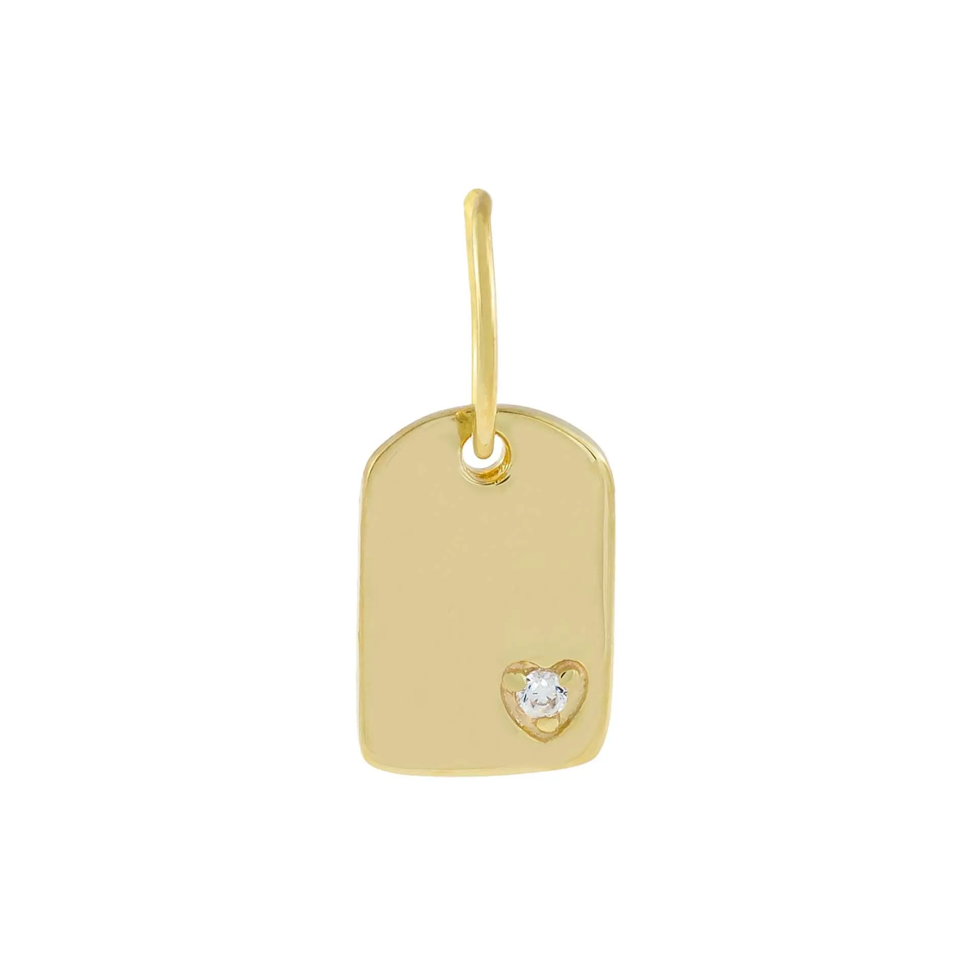 CZ Mini Heart Dog Tag Charm
