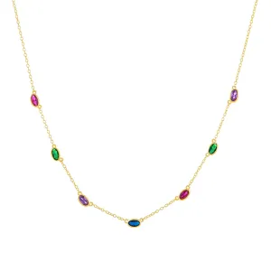 CZ Multi Color Oval Necklace