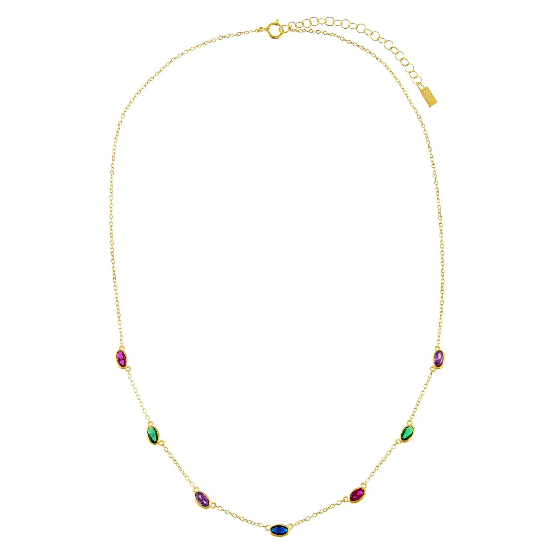 CZ Multi Color Oval Necklace