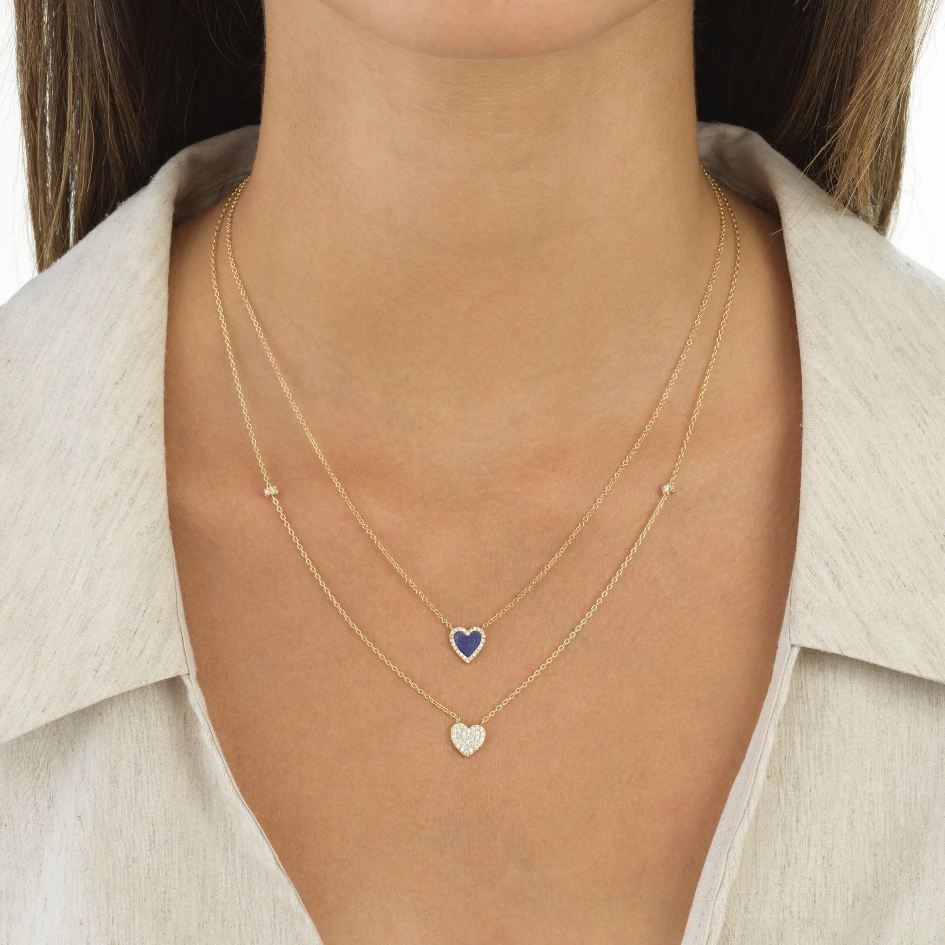 CZ Pavé Heart Necklace 14K