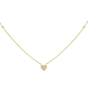 CZ Pavé Heart Necklace 14K