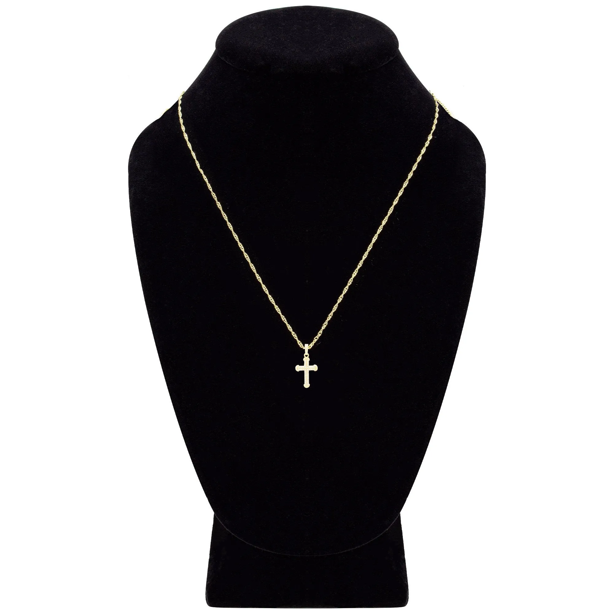 CZ Stone Accurate Cross Cubic Zirconia Pendant With Necklace Set 14K Gold Filled