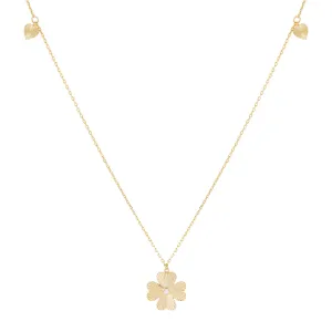 CZ Triple Clover Long Station Necklace