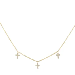CZ Triple Cross Necklace