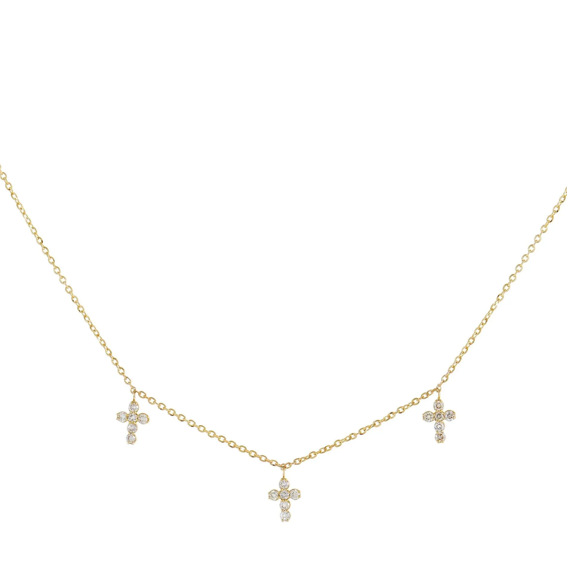 CZ Triple Cross Necklace