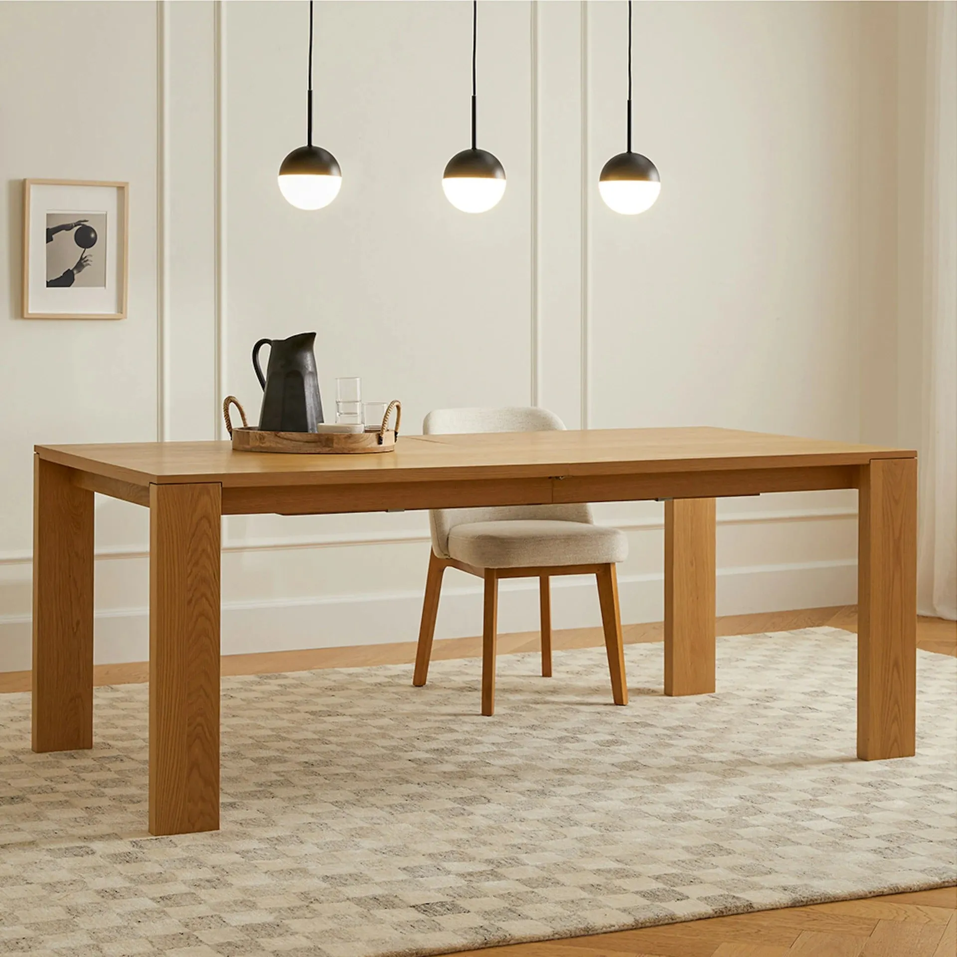 Dako Warm Oak Dining Table Extendable 76.75"