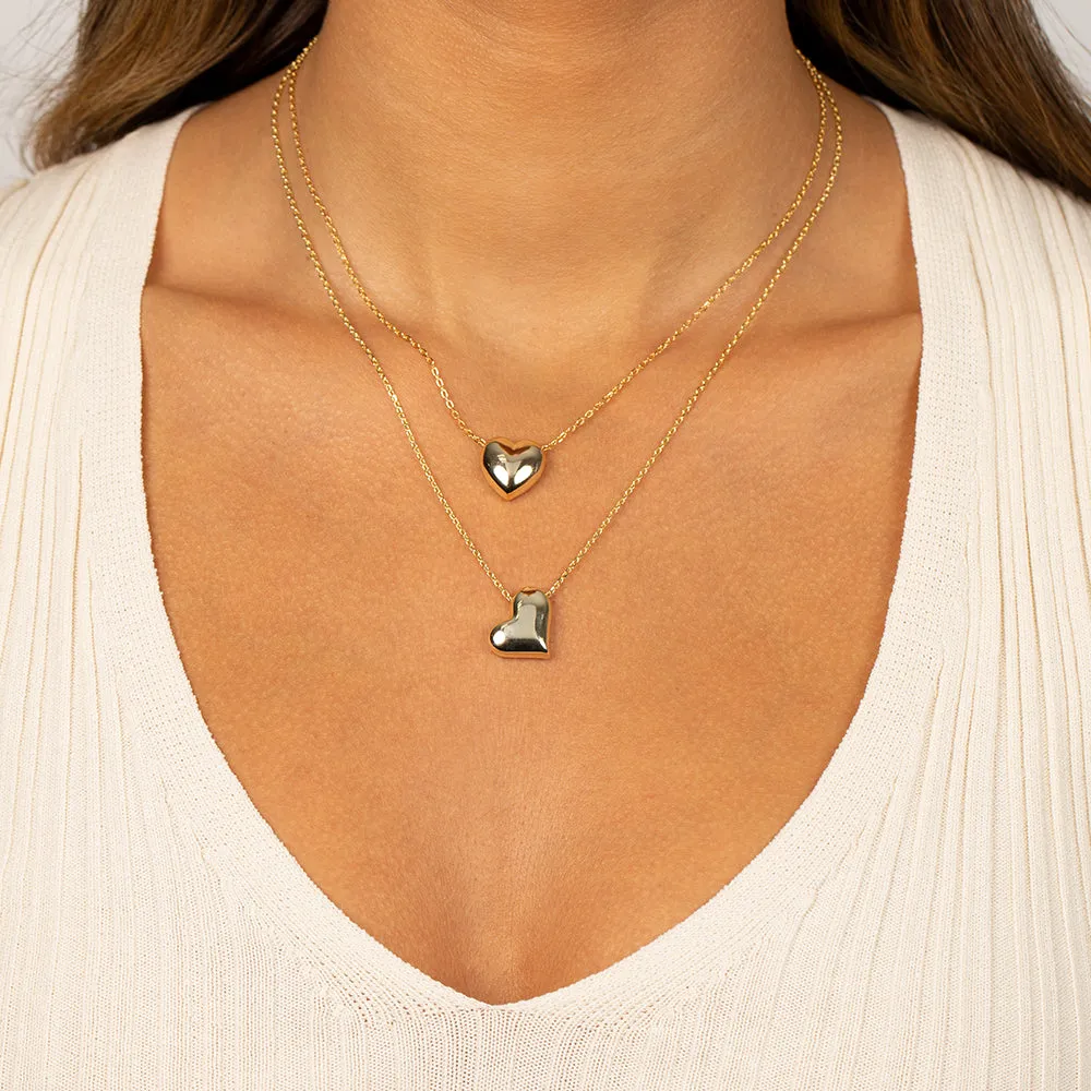 Dangling Sideway Puffy Heart Necklace