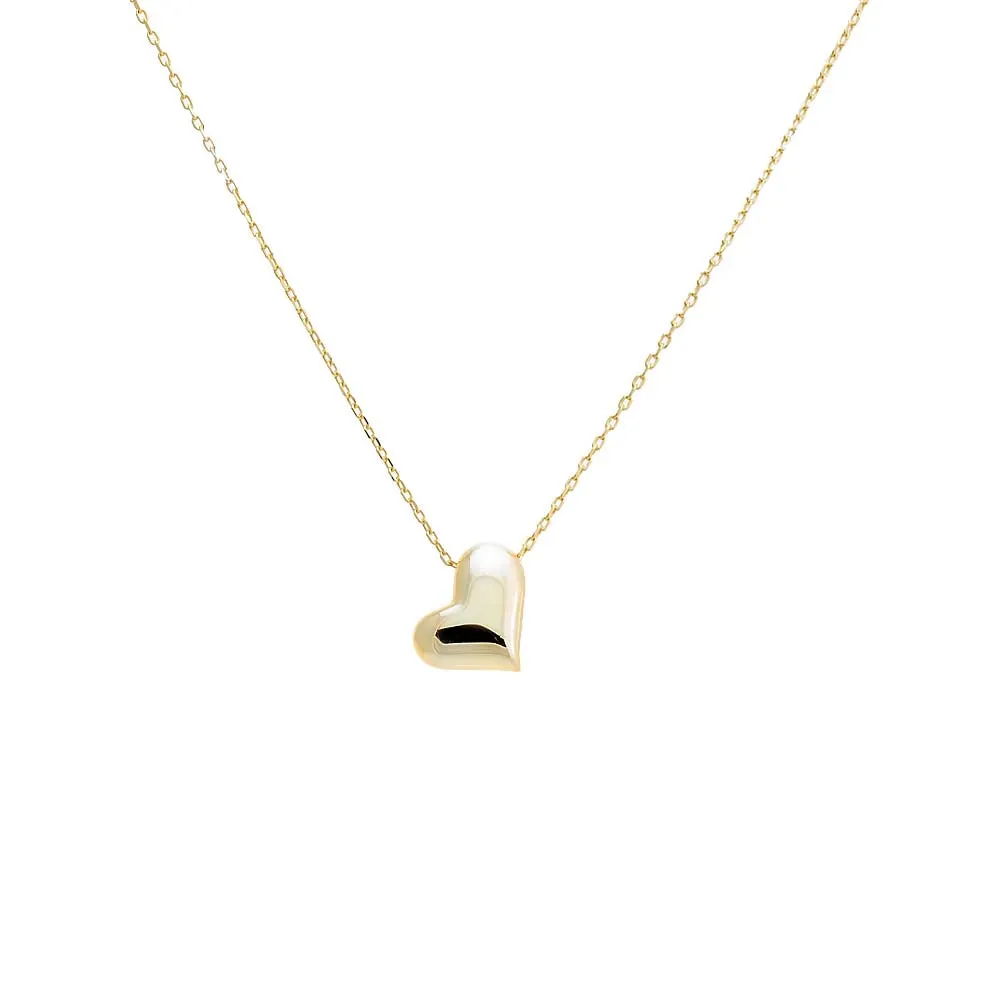 Dangling Sideway Puffy Heart Necklace