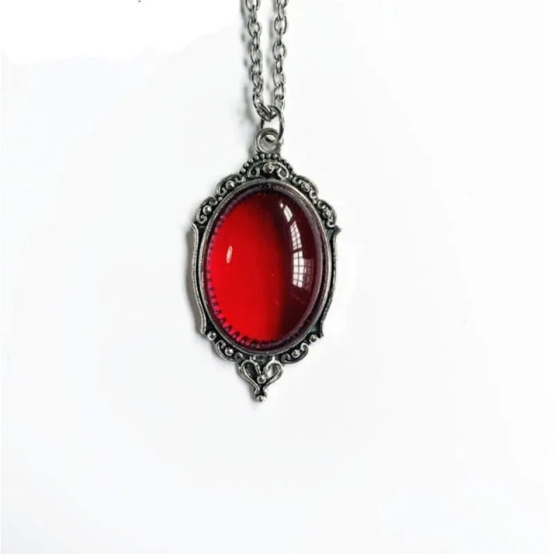 Dark Red Ruby Pendant Necklace for Women Wedding Jewelry