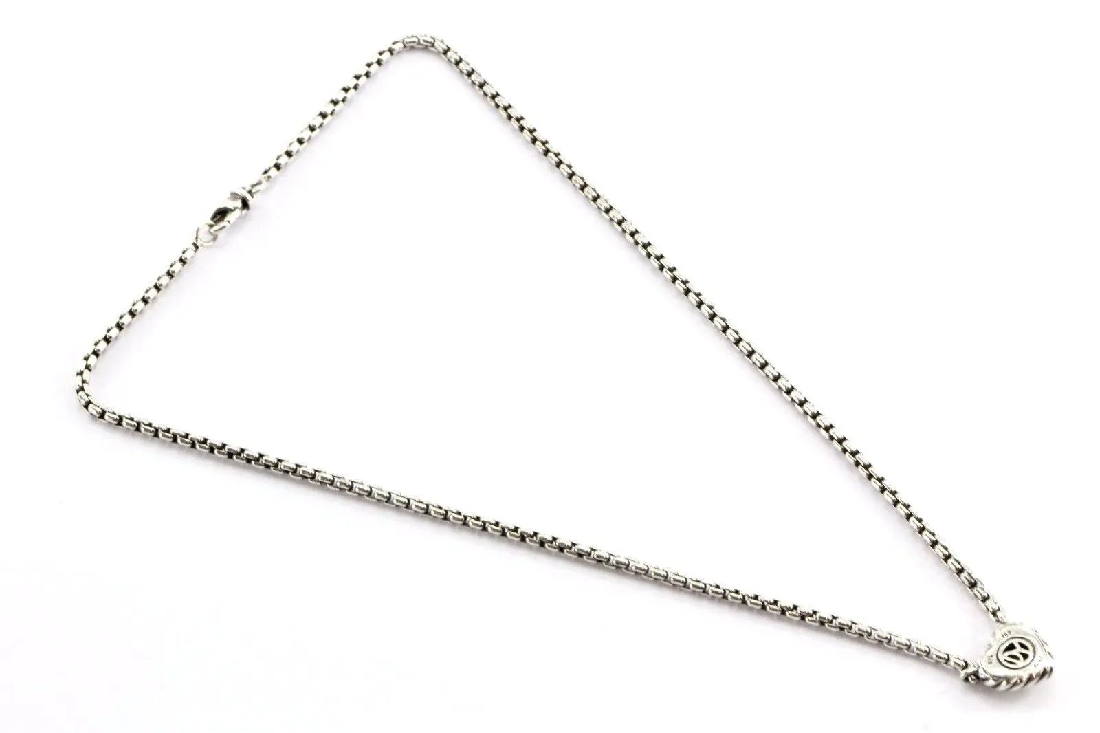 David Yurman Sterling 18k Gold Diamond Heart Cookie Cable Necklace