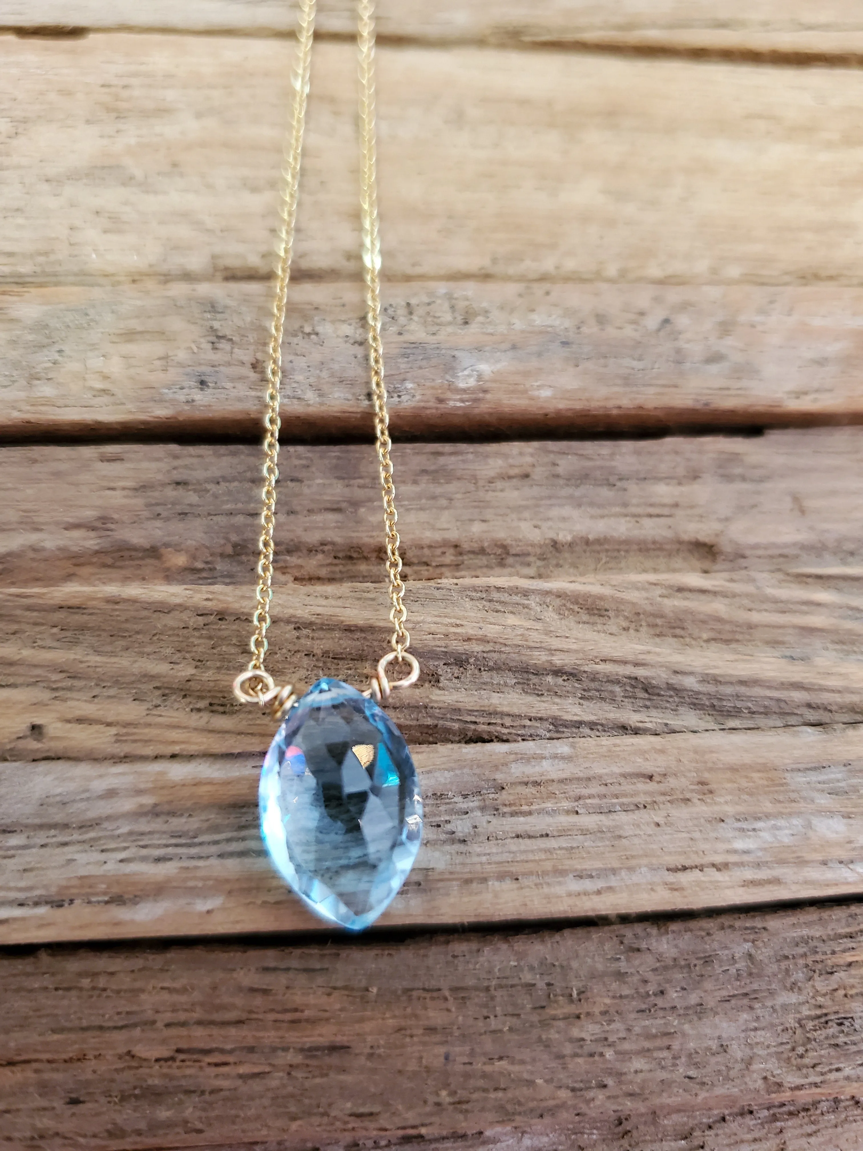 December Birthstone Gold-Filled Necklace (Blue Topaz)