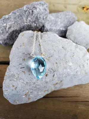 December Birthstone Sterling Silver Necklace (Blue Topaz)
