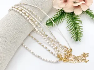 Delicate Dainty Minimalist Pearl Finished Necklace with Gold Plated Copper Spacer Beads and Clasps 14.5" Price For 1 Necklace