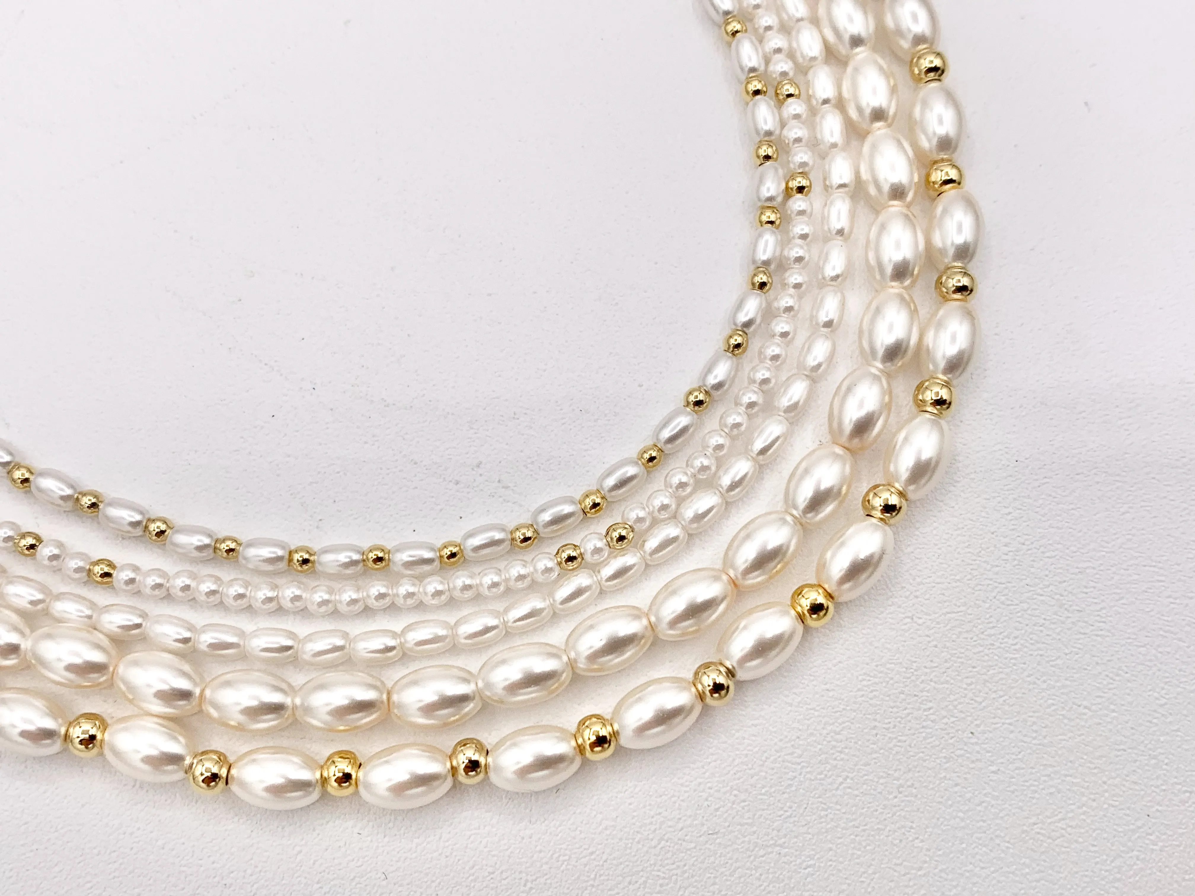 Delicate Dainty Minimalist Pearl Finished Necklace with Gold Plated Copper Spacer Beads and Clasps 14.5" Price For 1 Necklace