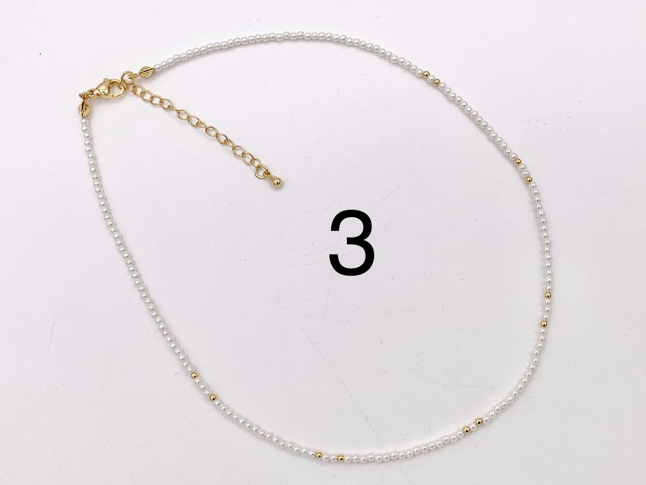 Delicate Dainty Minimalist Pearl Finished Necklace with Gold Plated Copper Spacer Beads and Clasps 14.5" Price For 1 Necklace