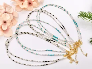 Delicate Magnesite and Black Spinel Stone With Mother of Pearl Beaded Chokers 18K Gold Plated Copper Cute Choker Finished Necklace 16"