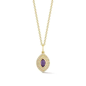 Diamond & Marquise Amethyst Gem Necklace