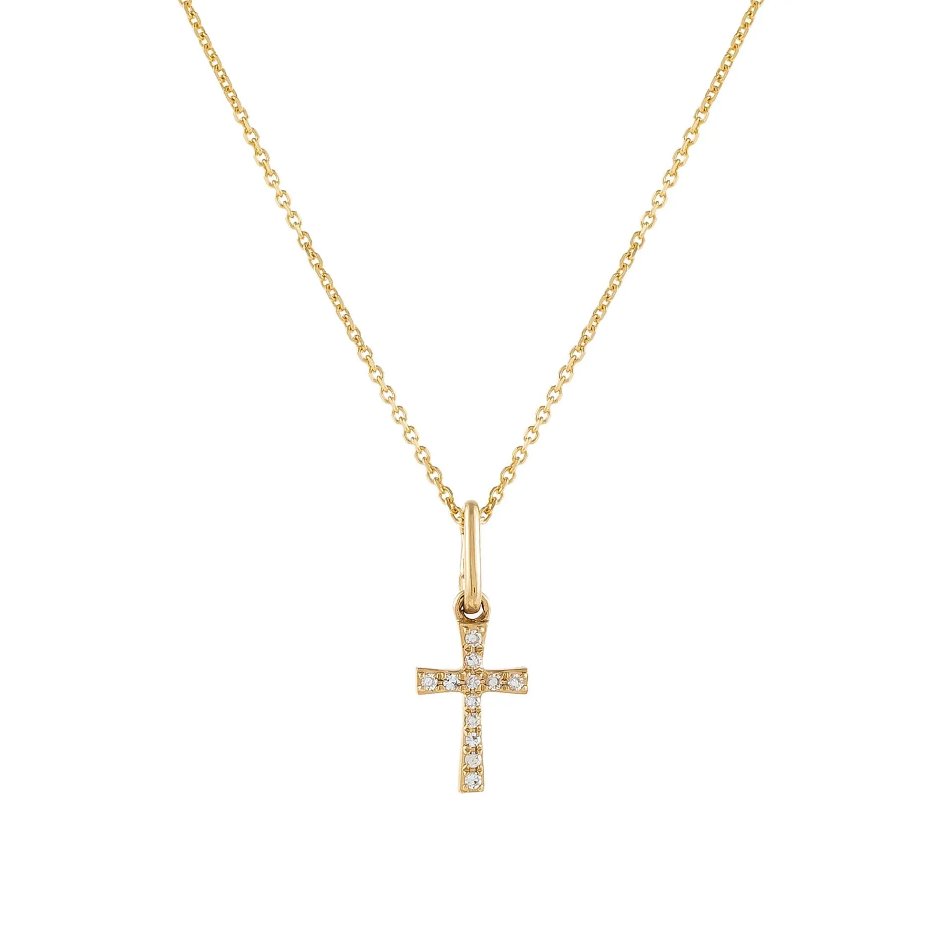 Diamond Cross Pendant Necklace 14K