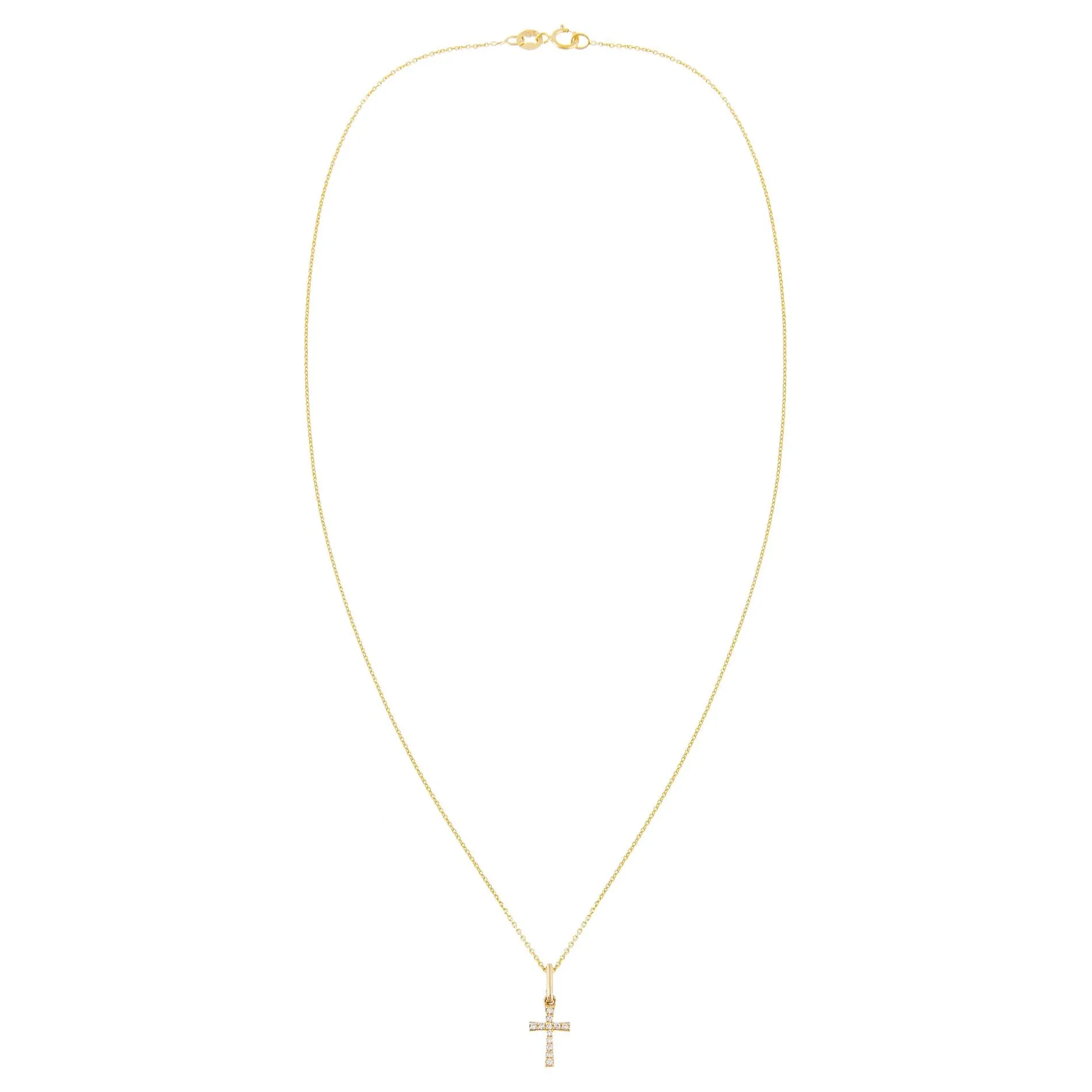 Diamond Cross Pendant Necklace 14K