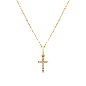 Diamond Cross Pendant Necklace 14K