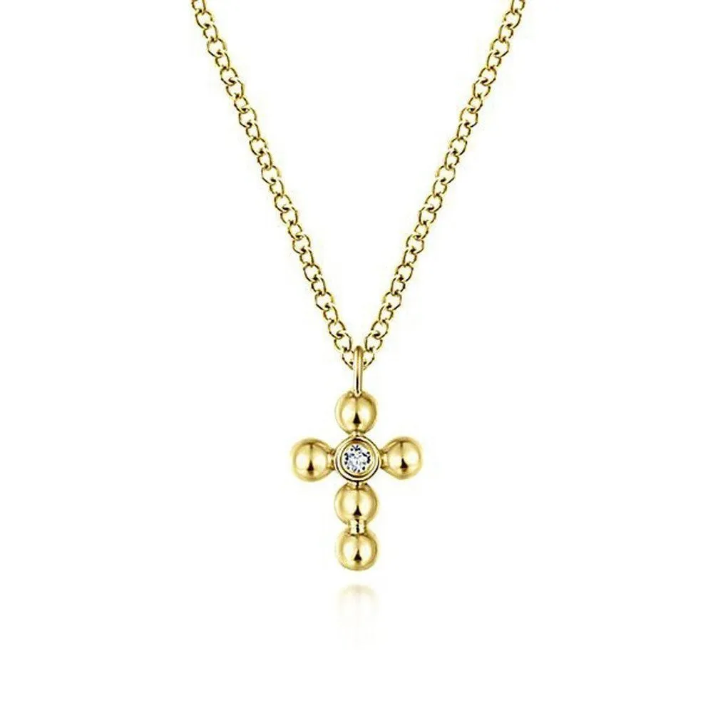 Diamond Cross set in Yellow Gold