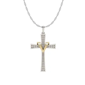 Diamond Fashion Cross Pendant in 10K Gold