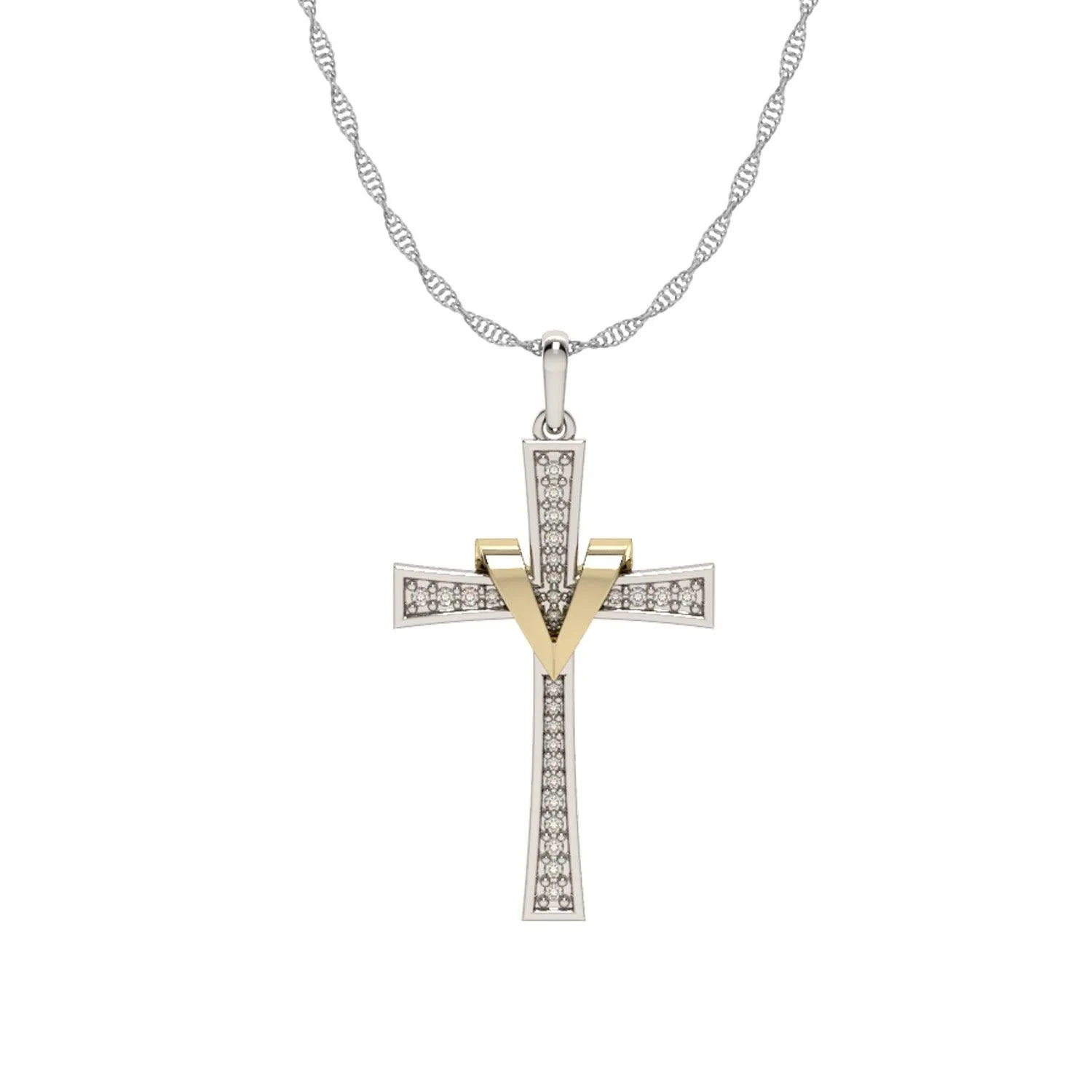 Diamond Fashion Cross Pendant in 10K Gold