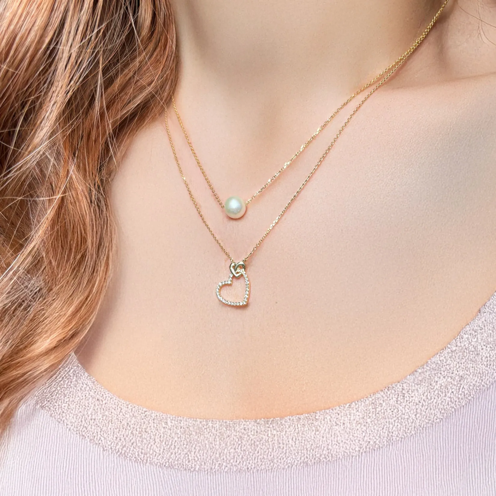 Diamond Heart In Heart Necklace