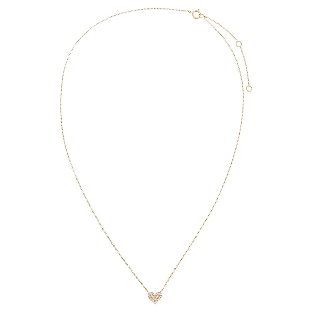 Diamond Pave Heart Necklace 14K