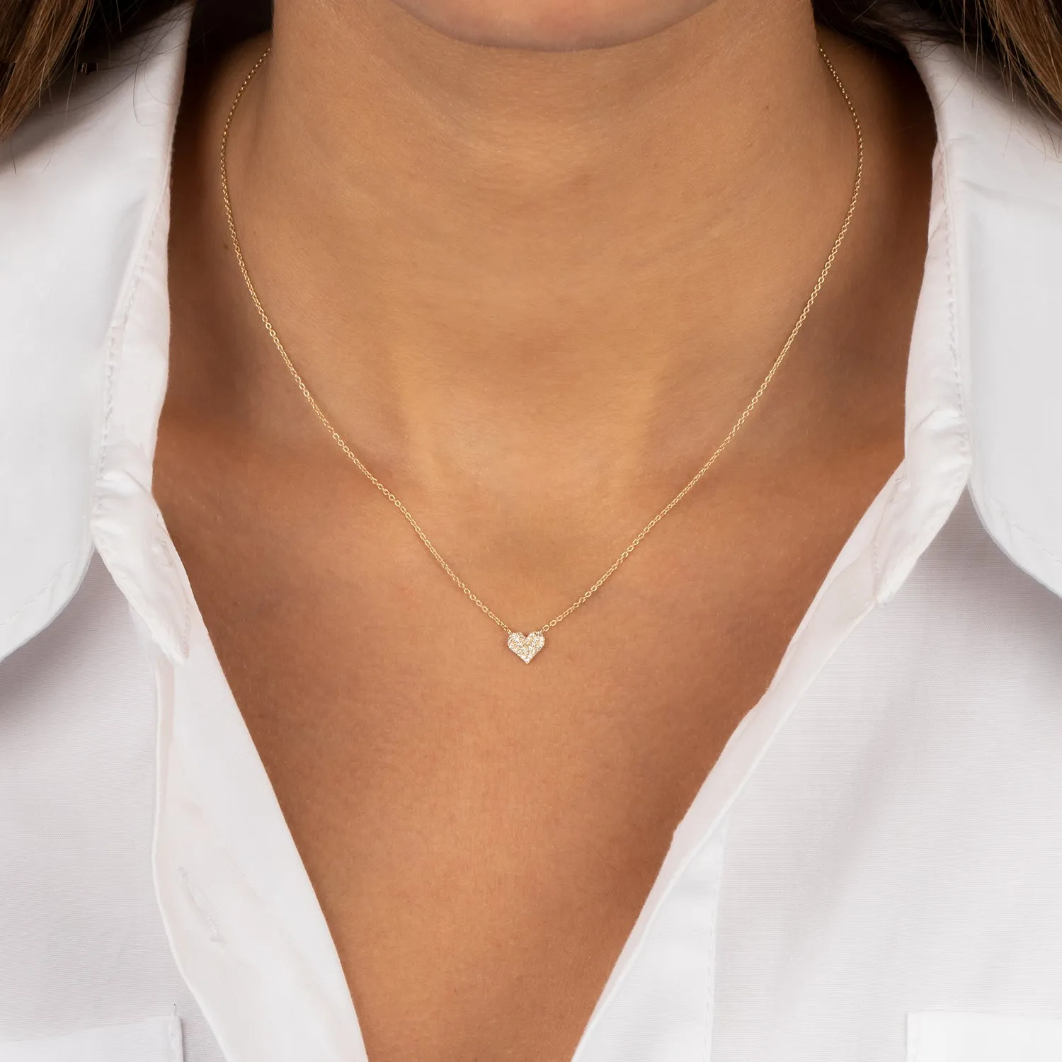 Diamond Pave Heart Necklace 14K