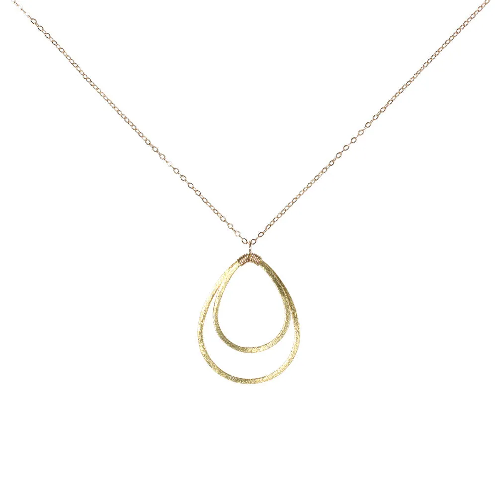 Double Brushed Teardrop Necklace