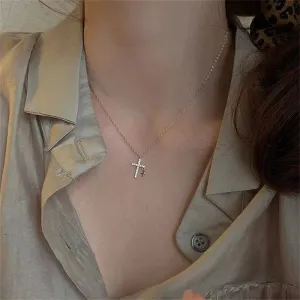 Double Cross Pendant Necklace – Crystal Acrylic Layered Jewelry