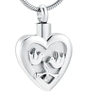 Double Dove Heart Urn Necklace