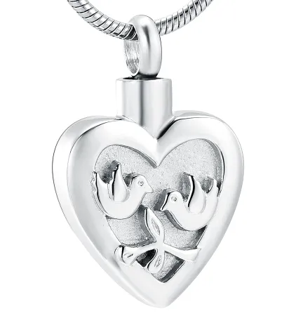 Double Dove Heart Urn Necklace