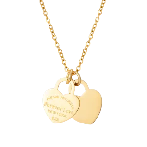 Double Heart Pendant Necklace