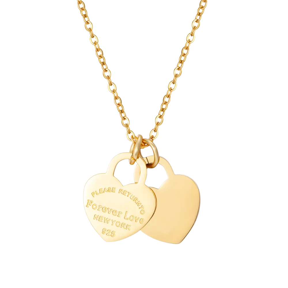 Double Heart Pendant Necklace