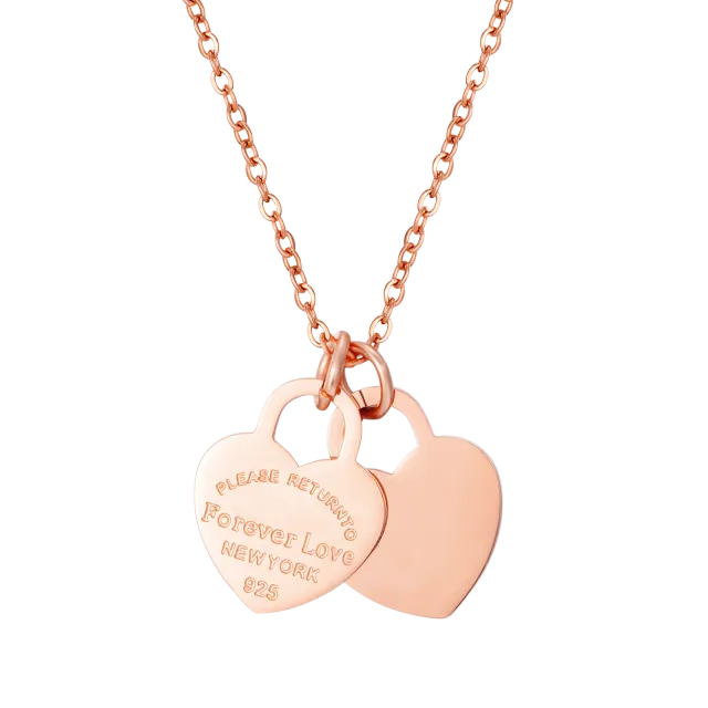 Double Heart Pendant Necklace
