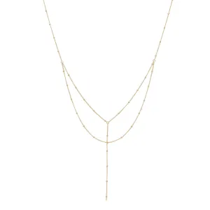 Double Layer Ball Chain Y-Necklace