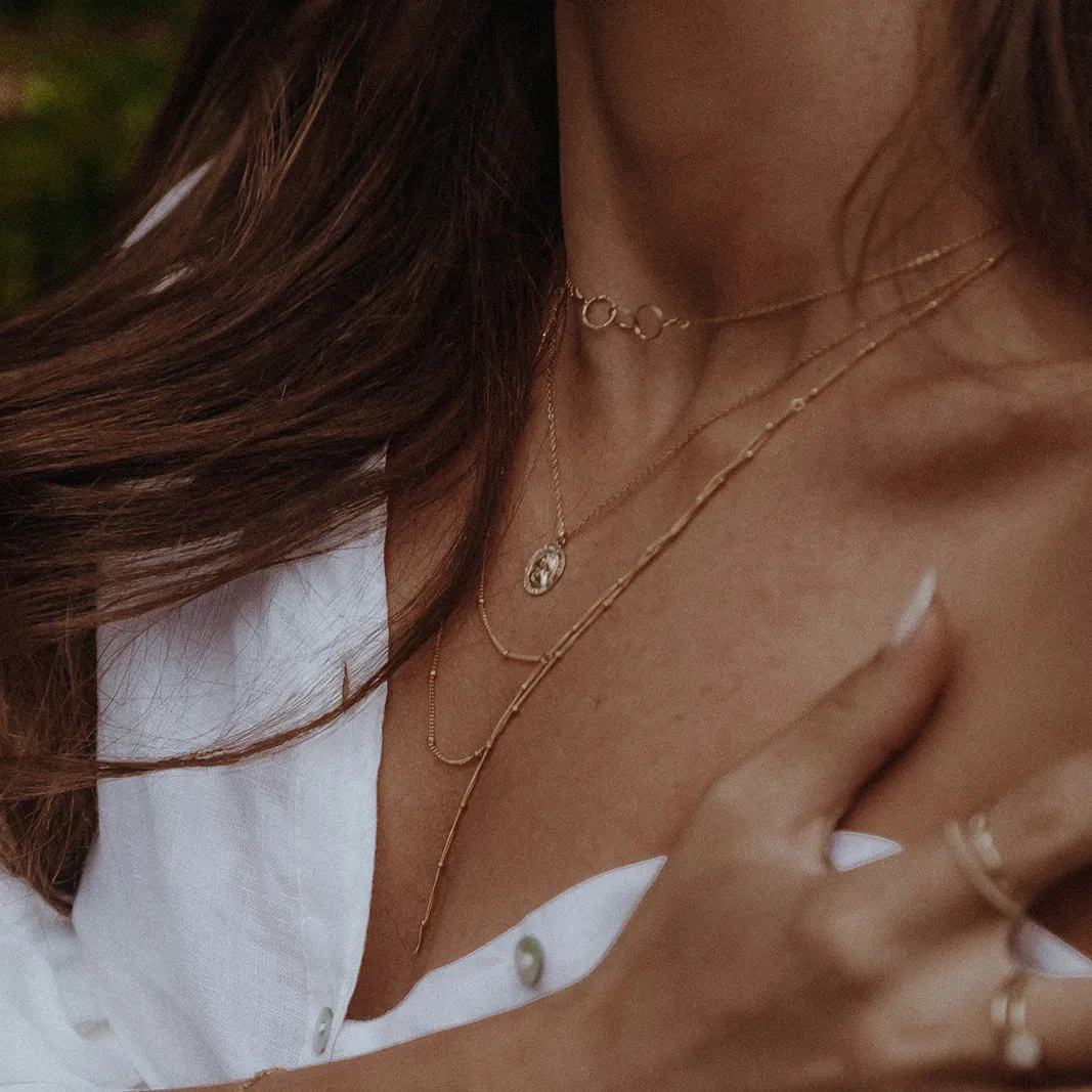 Double Layer Ball Chain Y-Necklace