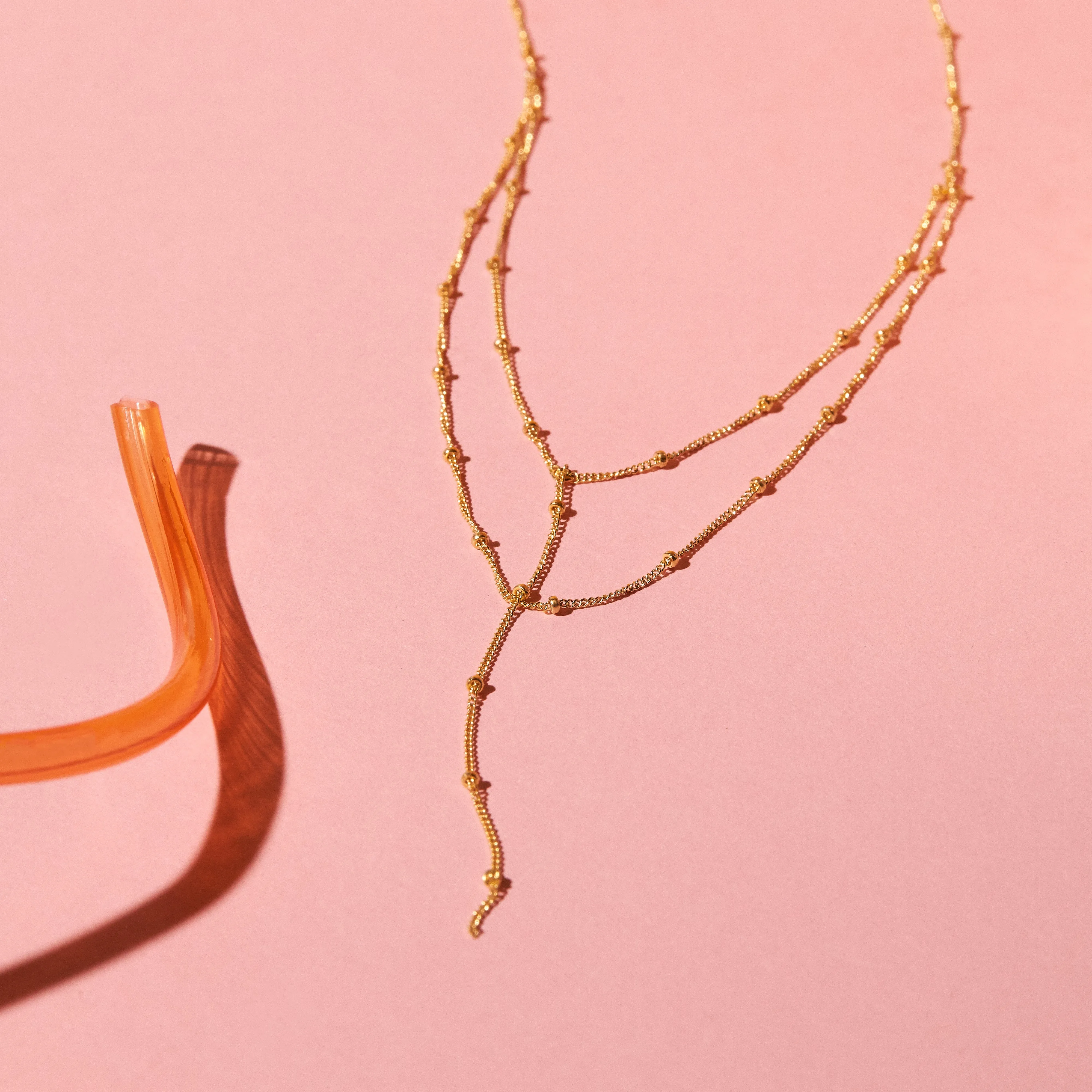Double Layer Ball Chain Y-Necklace
