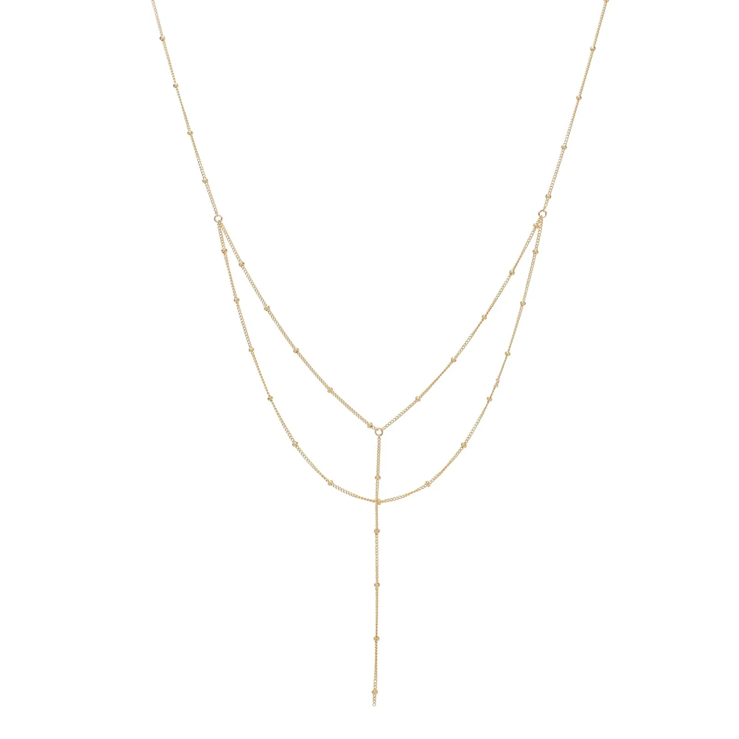 Double Layer Ball Chain Y-Necklace