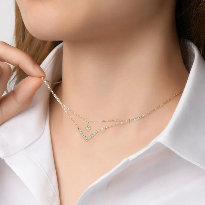 Double Layer V Necklace - Sterling Silver