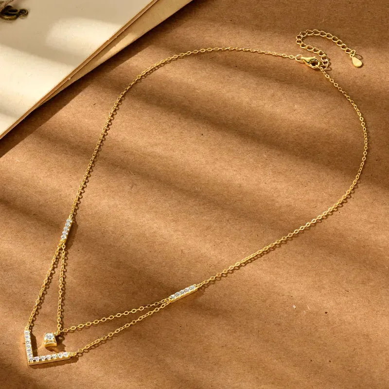 Double Layer V Necklace - Sterling Silver