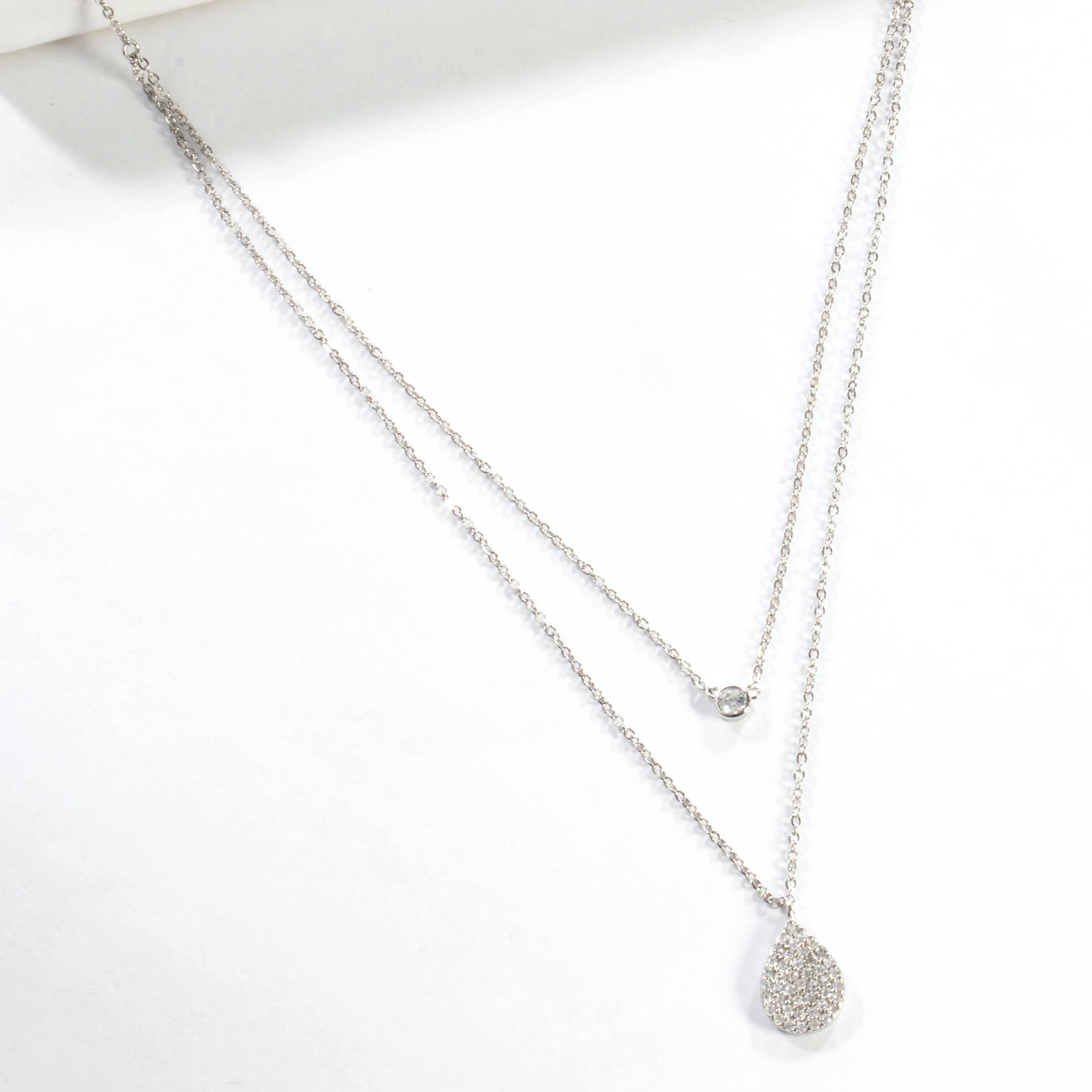 Double Layered Chain Necklace - Silver