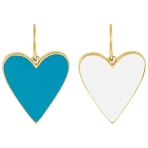 Double Sided Enamel Turquoise X White Heart Charm