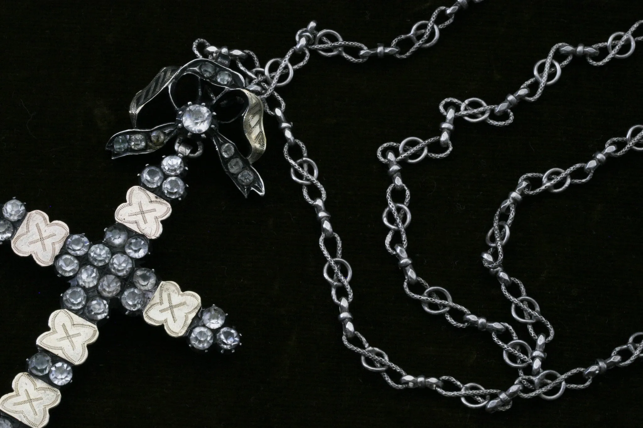 Early 19th Century Paste Cross and Bow Pendant